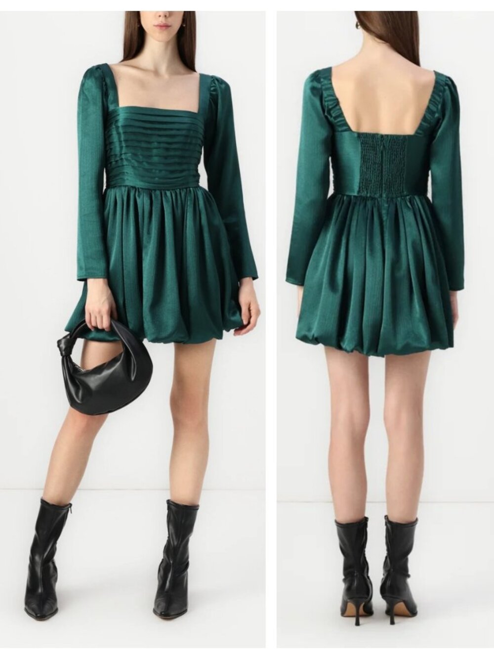 Abercrombie & Fitch Emerson Bubble Hem Satin Mini Dress New